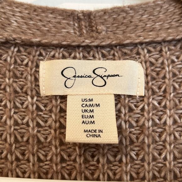 Jessica Simpson Long Knit Cardigan, Brown, Women's Size Medium - Picture 3 of 6